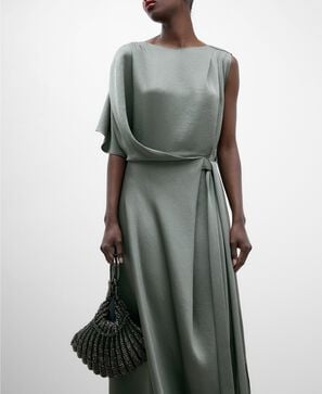 Asymmetric sleeve cocktail dress