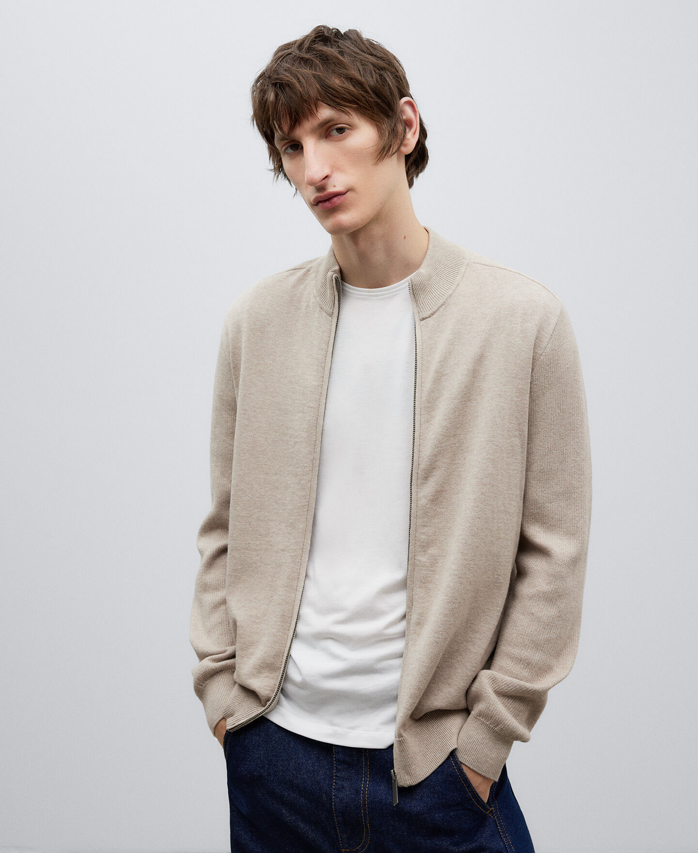 Beige cotton cardigan for man AD Europa