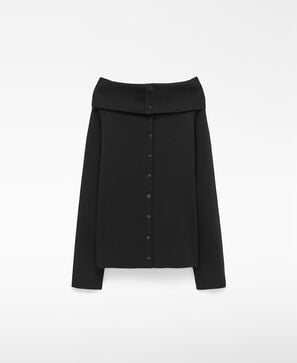 Cardigan de decote kitt canelado com decote virado