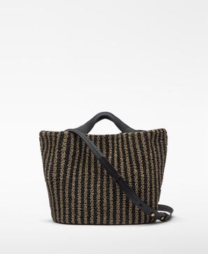 Bolso mediano textura rafia rayas