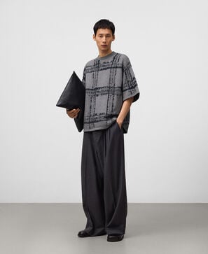 Jacquard knit short sleeve sweater man