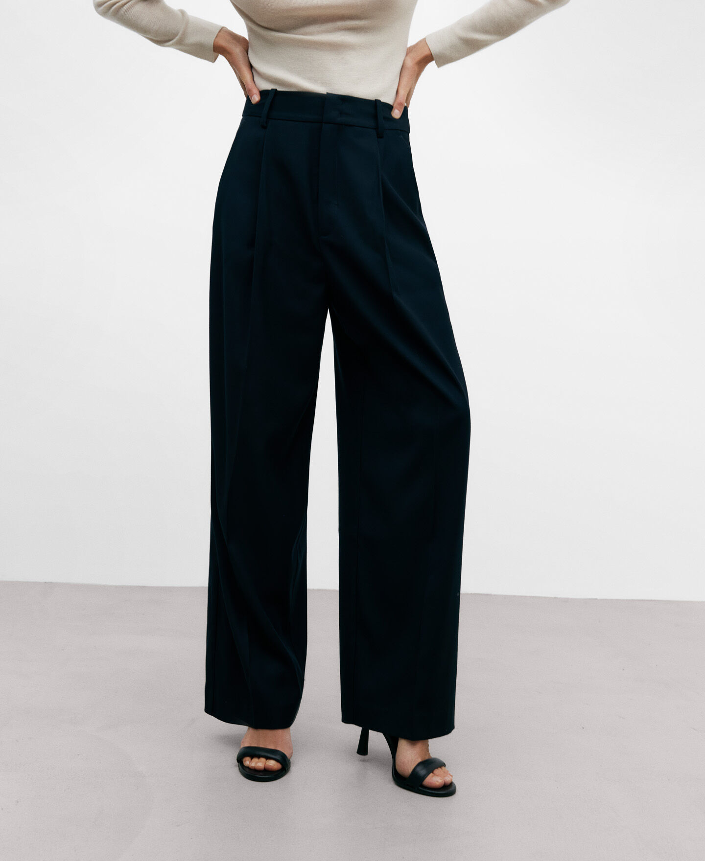 Pantalon pinzas azul marino mujer best sale