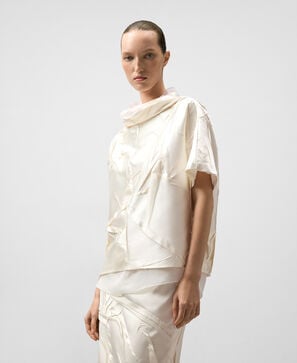 Top combinado efecto arrugado mujer