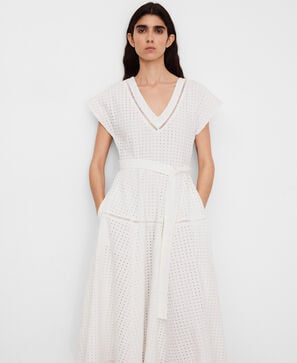 Vestido bordado ingl&eacute;s escote pico