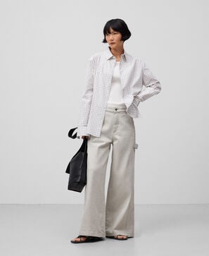 Adolfo Dominguez, Wide leg ecru denim trousers woman