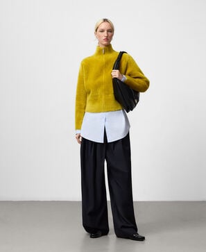 Chaqueta punto efecto pelo mujer