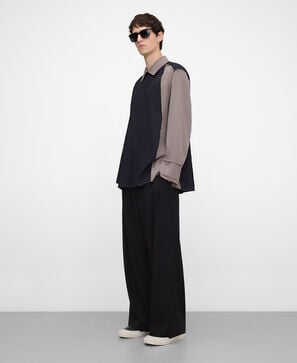 Mixed-fabric shirt man