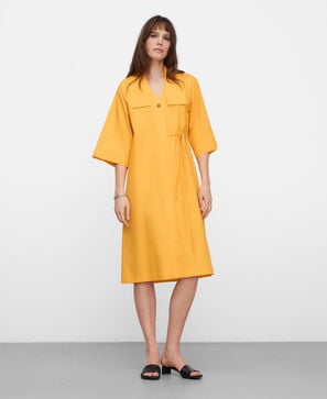 Vestido camisero solapa cuadrada algod&oacute;n