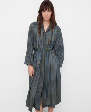 Vestido camisero asim&eacute;trico rayas