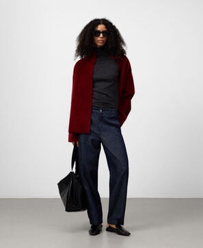Chaqueta punto efecto pelo mujer
