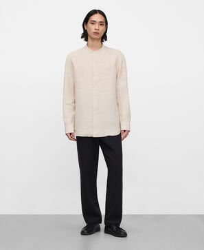 Camisa cuello mao lino europeo