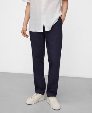 Cotton poplin straight trousers