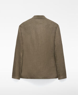 European linen mandarin collar blazer