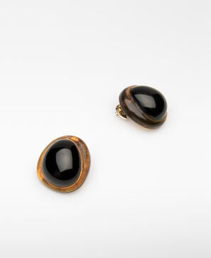 Boucles d'oreilles circulaires en r&eacute;sine bicolore