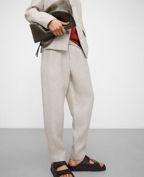 European linen semi-jogger trousers