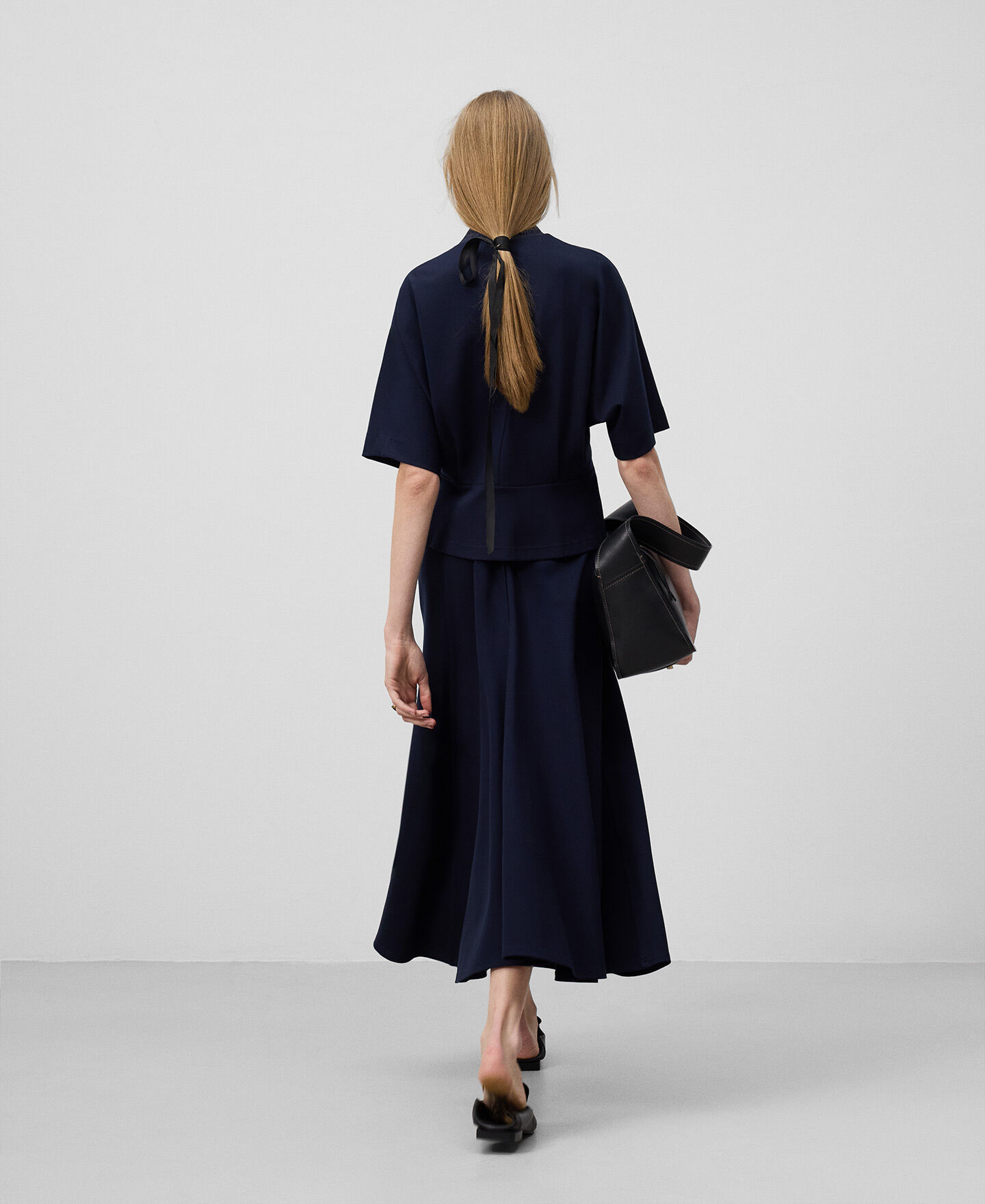 Navy blue midi skirt woman | AD Europa
