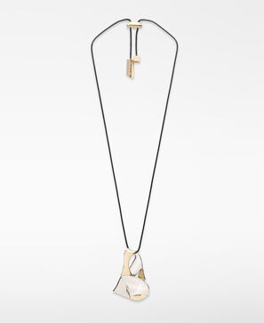 Embossed metal piece necklace woman