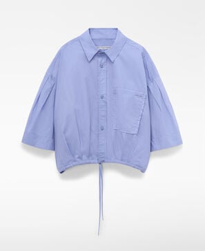 Chemise boxy en coton &agrave; bas ajustable