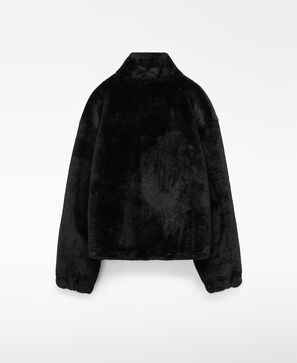 Funnel neck faux fur jacket