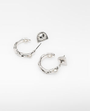 パール付きメタルフープピアス