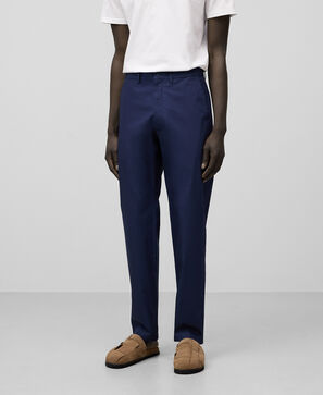 Calças retas em popeline de algodão para homem