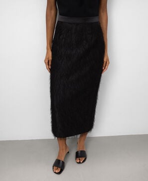 Falda lápiz flecos mujer