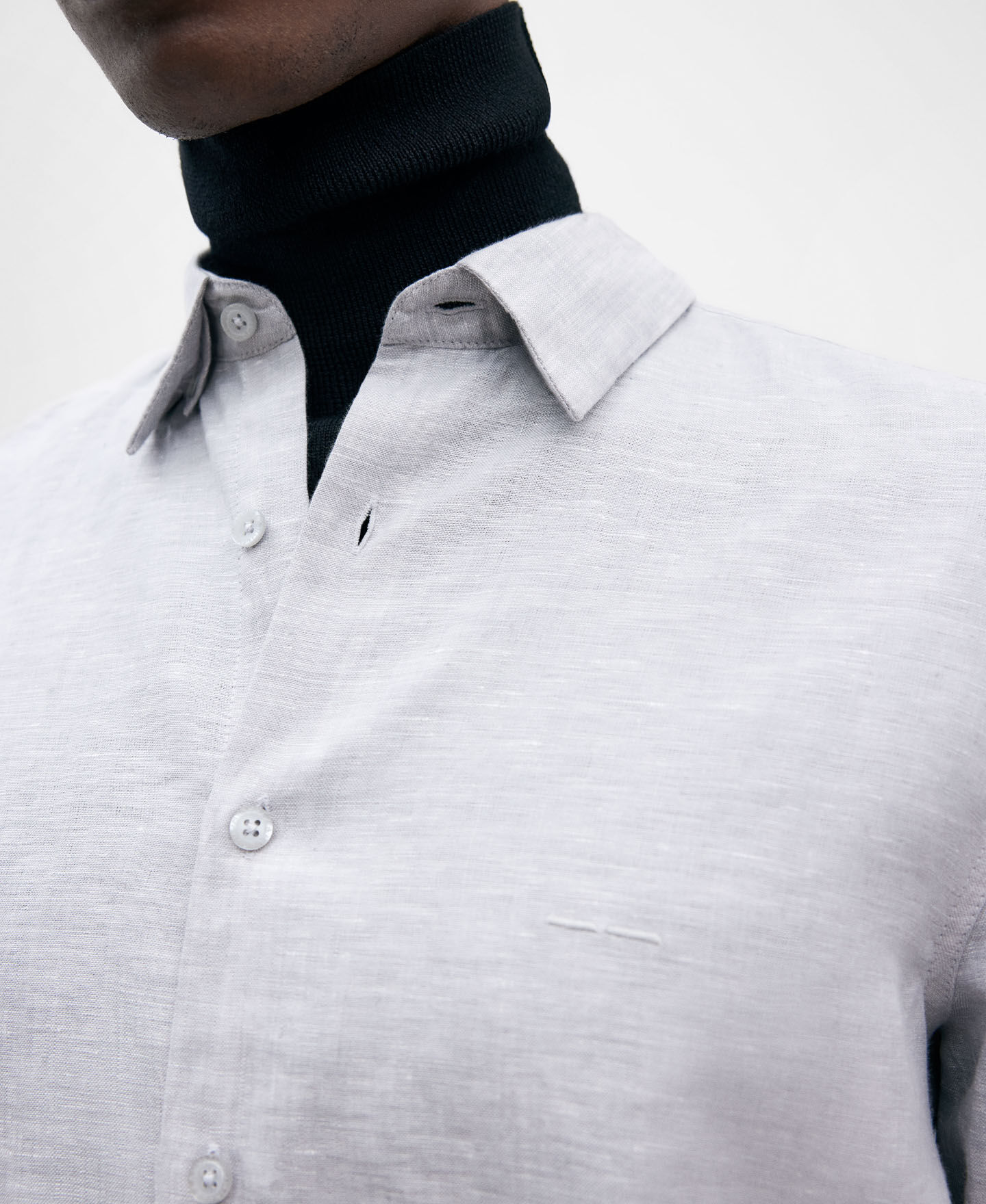 Camisa cuello solapa en lino europeo AD Espa a