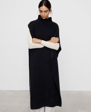 Merino wool asymmetric cape