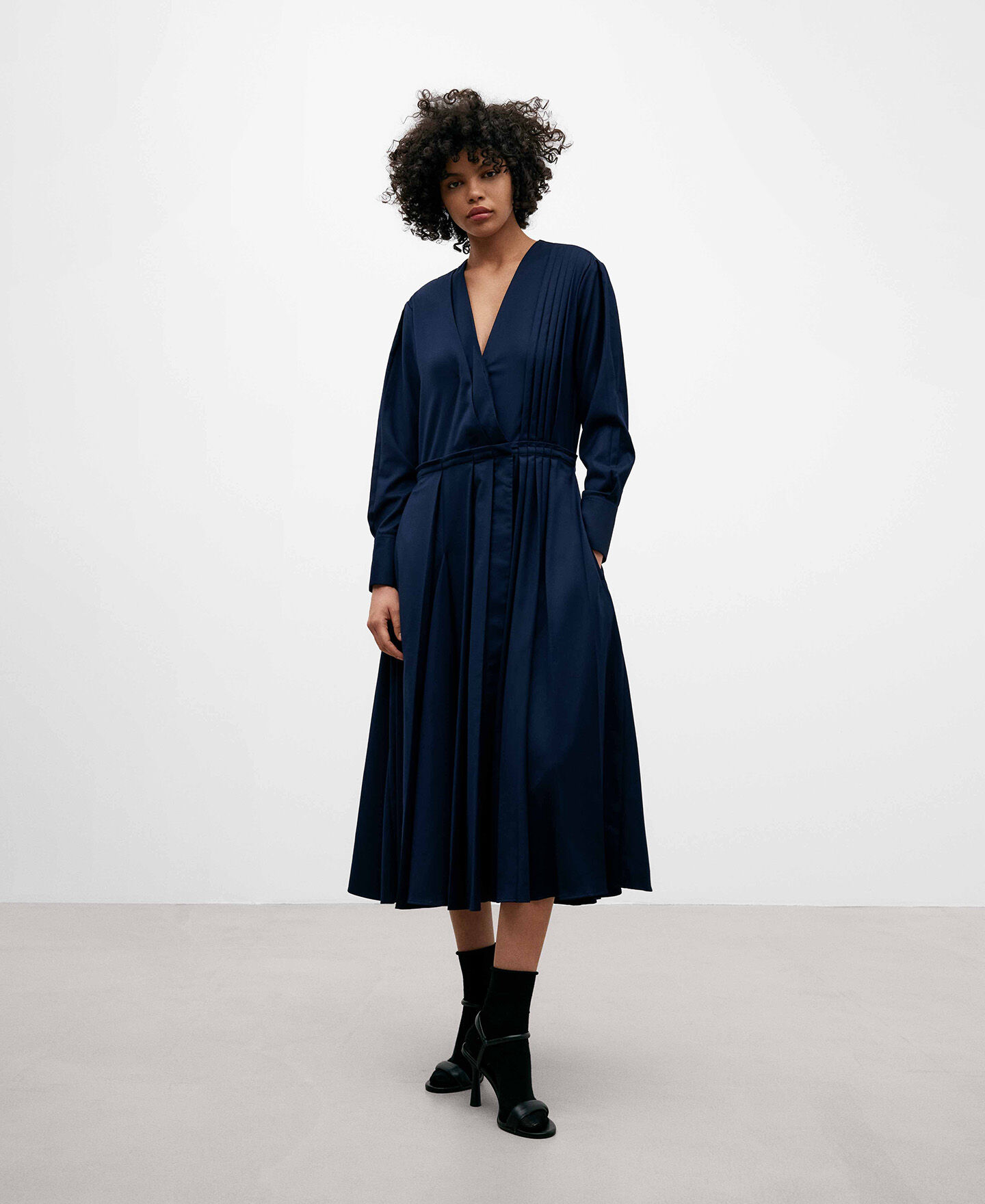 Vestido camisero azul marino best sale