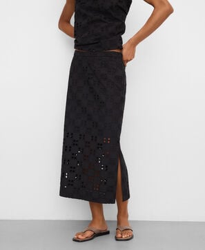Poplin skirt with English embroidery