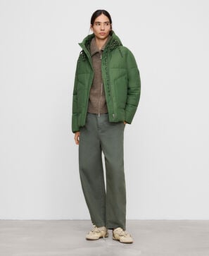 Hooded short padded coat