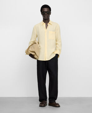 Linen regular fit spread collar shirt