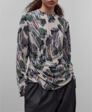 Top estampado cintura drapeada mujer
