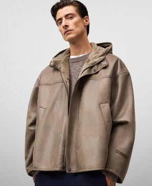 Leather-Non-Leather oversize jacket man