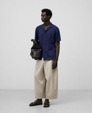 Knit linen polo shirt with buttons man