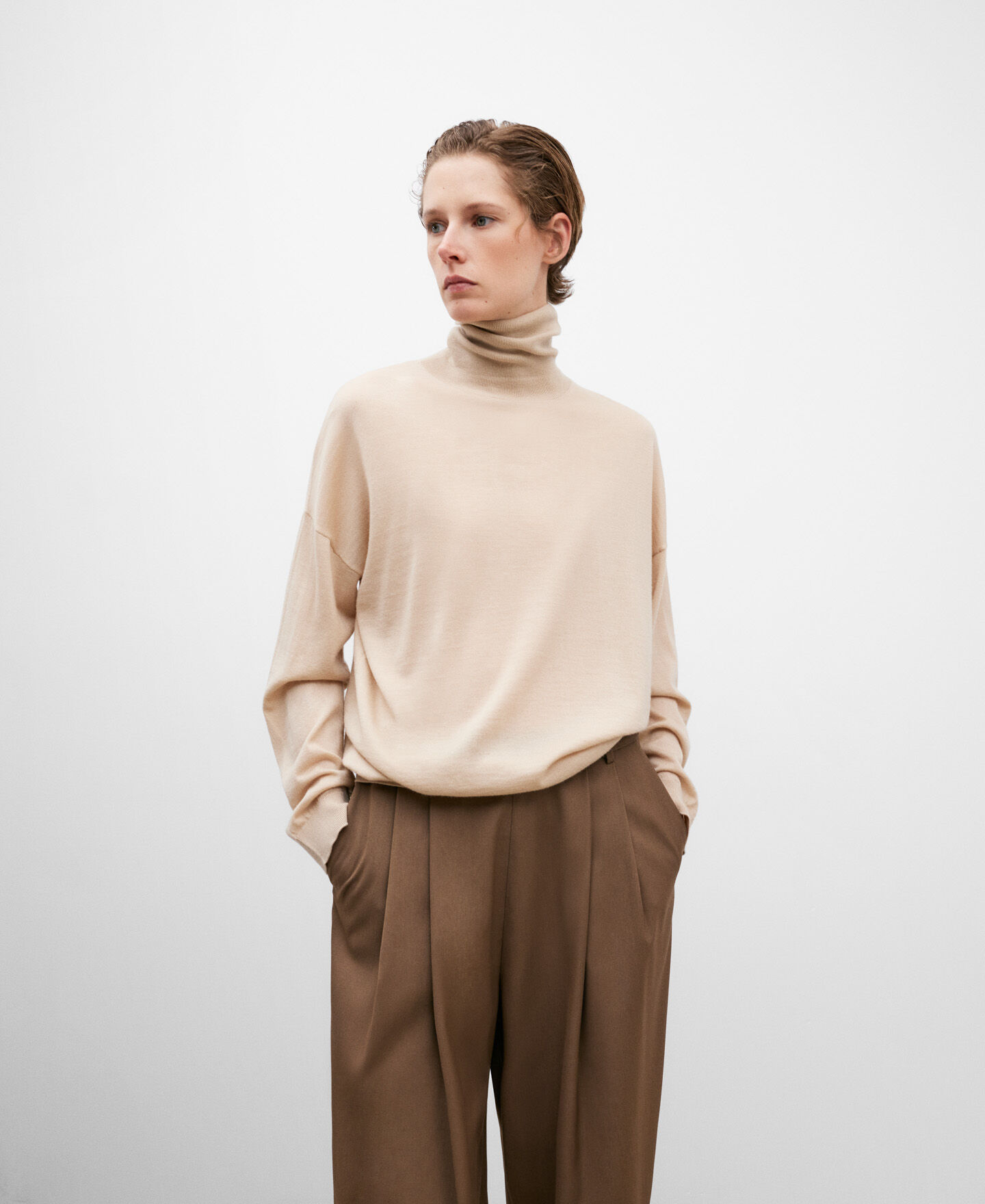 Cream merino wool sweater for women AD Europa