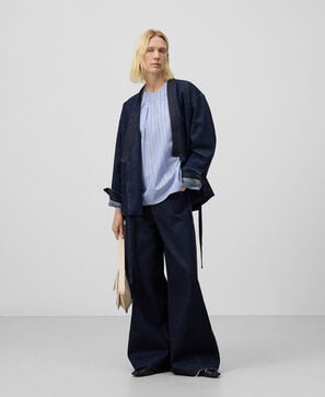 Blusa escote caja con algodón mujer