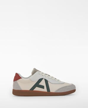 Baskets &agrave; maxi logo en cuir et daim