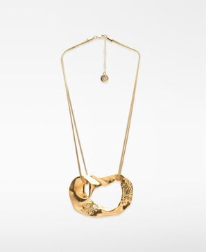 Hammered texture piece necklace woman