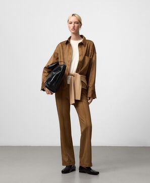 Faux suede overshirt woman