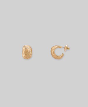 Golden hoops with a shell relief woman