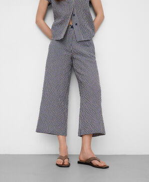 Gingham seersucker trousers