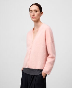 Cashmere brushed knit cardigan woman