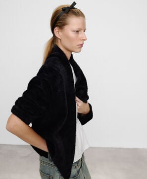 Faux fur cross-over cardigan
