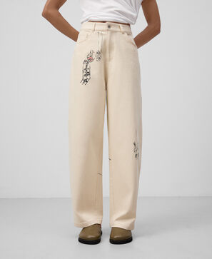 Adolfo Dominguez, Barrel fit printed denim trousers woman