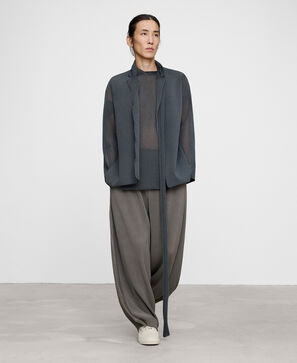 Double-front semi-sheer blazer