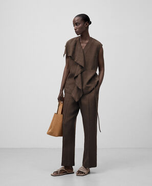 Linen brown trousers woman