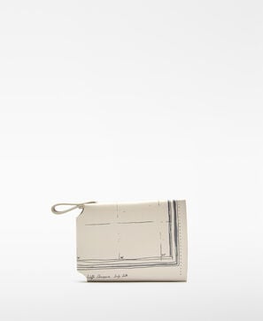 Leather map-printed wallet