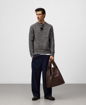 Crew collar melange knit sweater man