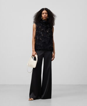 Semi sheer top with fringe details